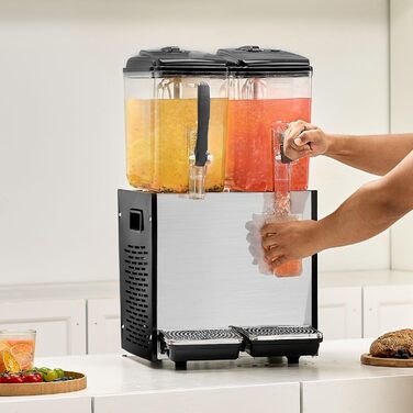 Профессиональный диспенсер для напитков с резервуарами 2 x 12 л 286 Вт VEVOR