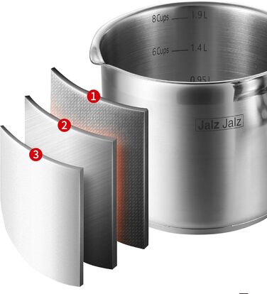 Кастрюля из нержавеющей стали со стеклянной крышкой 1.9 л jalz jalz