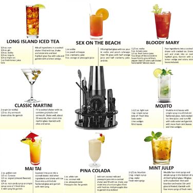 Професійний коктейльний набір з нержавіючої сталі 20 предметів XAGMODSHN