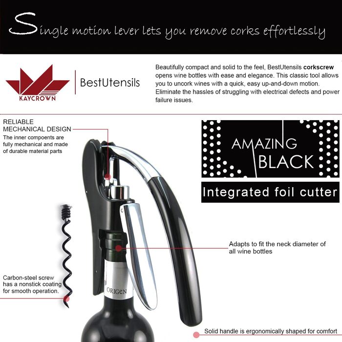 Професійний відкривачкою для пляшок чорний KAYCROWN
