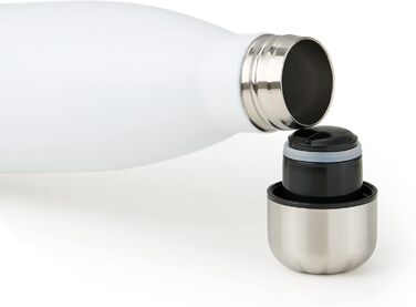 Пляшка для води Blumtal з нержавіючої сталі - Герметична ізольована пляшка - Пляшка для води без бісфенолу А для гарячих та холодних напоїв - Двостінна ізольована пляшка - Ізоляційна пляшка, стійка до іржі, дерево/срібло (02 - Біла, 1000 мл)