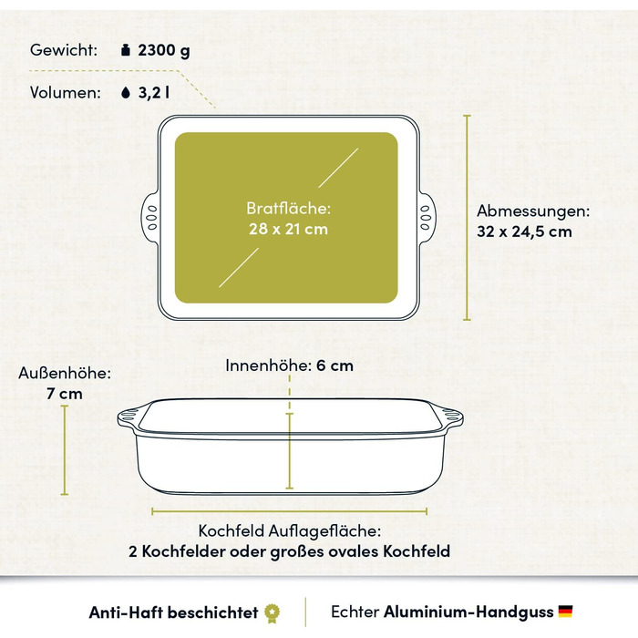 Прямокутна жаровня 3,3 л Hoffmann