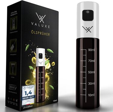 Масляний розпилювач VALUXE для кулінарної олії та оцту зі склом для захисту від ультрафіолету та розпилювальним фільтром - Пляшка для розпилення олії з нержавіючої сталі в білосніжному кольорі - точний розпилювач оливкової олії, масляний розпилювач, розпи