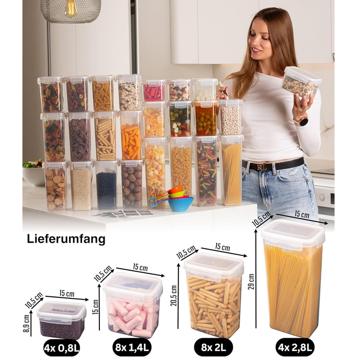 Набор из 24 контейнеров для хранения, прозрачный/белый XL Deco haus