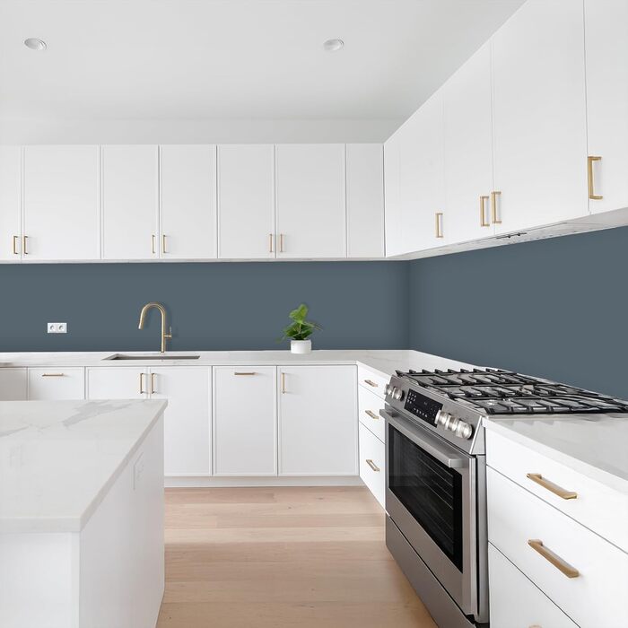 Кухонний фартух 60x250 см, самоклеючий фартух, кухонний фартух, кухонний фасад, самоклеючі кухонні фартухи - Осінь (кольори - Синій, 80 x 500 см)