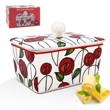 Маслянка з кришкою, китайська кераміка, з гарними акварельними мотивами, розроблена галереєю Дженніфер Роуз для Busy Bees (Mackintosh)