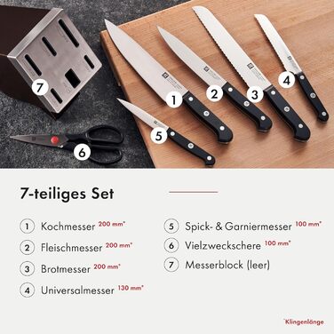 Набір з 5 ножів з ножицями та заточуючим блоком коричневий Gourmet Zwilling