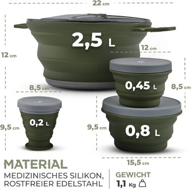 Складная производная посуда для кемпинга 4 предмета Joe WOODSMAN