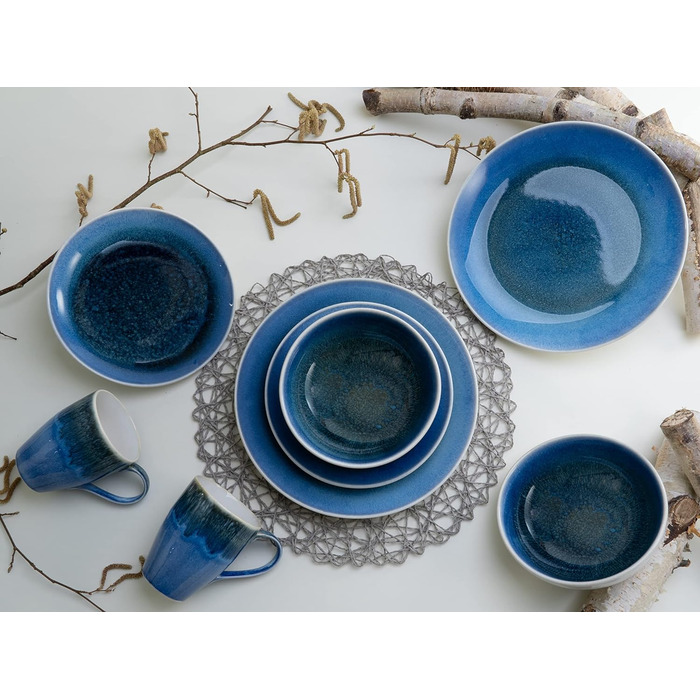 Набір посуду Caldera, комбінований сервіз 8 предметів (синій), 25863