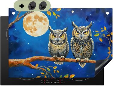 Фартух для плити, кухонний фартух, вініл, 78x52 см, декор для кухні, облицювання стіни, кришка для плити - сіро-чорна (під сов - пофарбована, 51,5Д x 76Ш см)