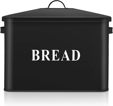 Черная хлебница Herogo, очень большая металлическая хлебница для кухни, винтажный высокий держатель для хлеба с крышкой, компактный контейнер для хранения хлеба на столешнице, вмещает 2 хлеба, 33 x 24,5 x 19 см