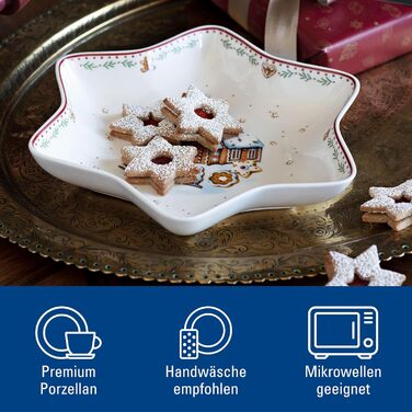 Миска для печива, преміум-порцеляна, червона, різнокольорова, 24,5 см Star Bowl Gingerbread Village M