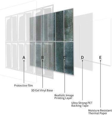 Наклеек на плитку 30,5 х 30,5 см 10 шт MOONFUN