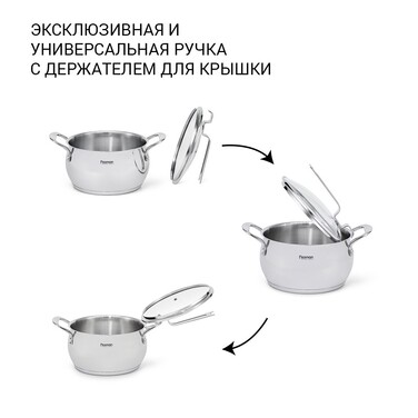 Кастрюля Fissman VITA 18x10,5 см 2,5 л со стеклянной крышкой нержавеющая сталь (5215)