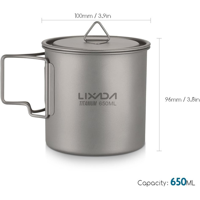 Титановый котелок для кемпинга 650 мл Lixada