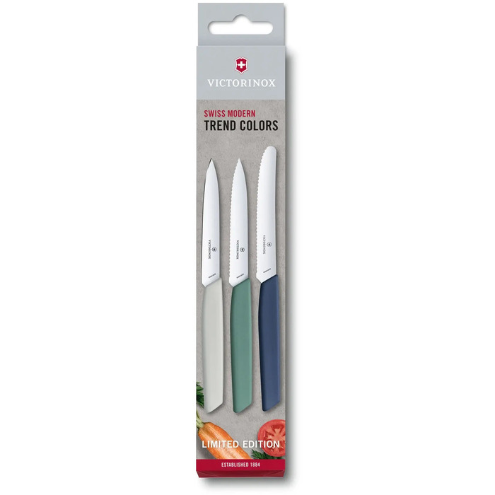 Набір кухонний Swiss Modern Paring Set 3шт з кольоровими ручками (3 ножа) в подар. упак. (Lim.Ed. 2022)