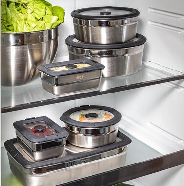 Контейнер для хранения 0,6л прямоугольный со стеклянной вакуумной крышкой FLEXX 2GO Rosle