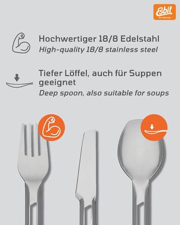 Набор столовых приборов для кемпинга из нержавеющей стали Esbit