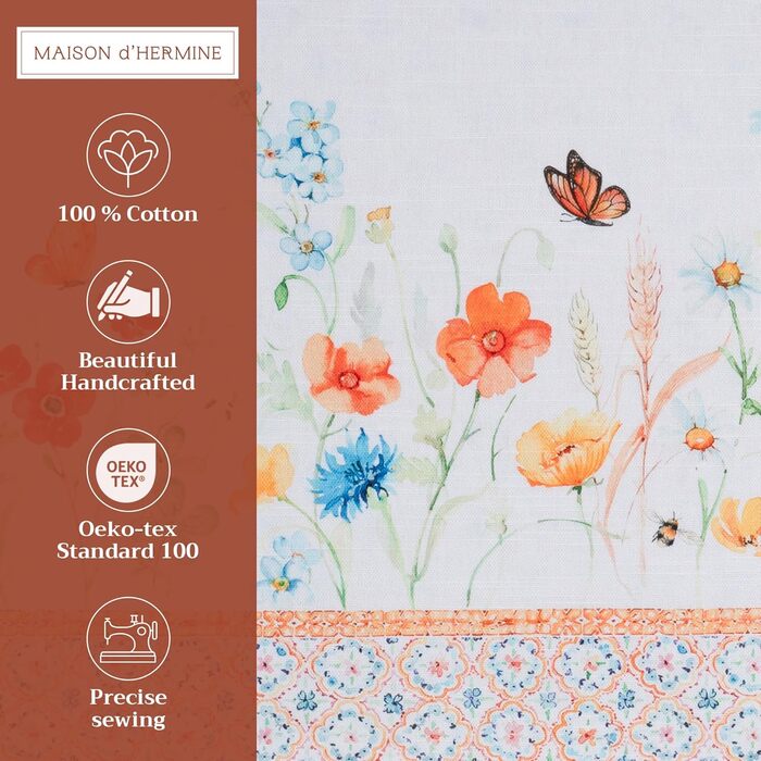 Бавовняні килимки для серветок, набір з 4 шт. , декоративні килимки для серветок, пасхальні килимки, що миються, для свят, вечерь, весни, літа (33 см x 48 см) (029 - Літній шепіт), 39Hermine 100