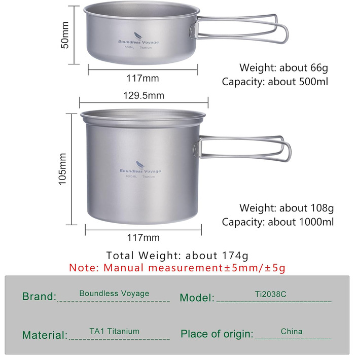 Набор производной посуды для кемпинга 500 и 1000 мл iBasingo