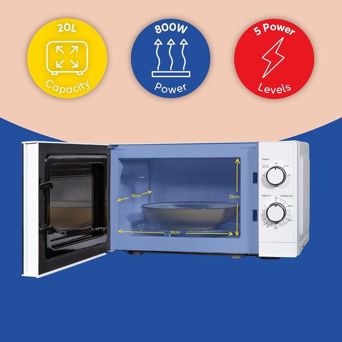 Микроволновая печь 20 л, 800 Вт белый RHM2027 Russell Hobbs