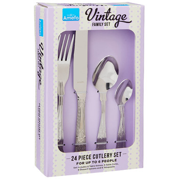 Набір столових приборів на 6 персон, 24 предмети, Kings Vintage Amefa