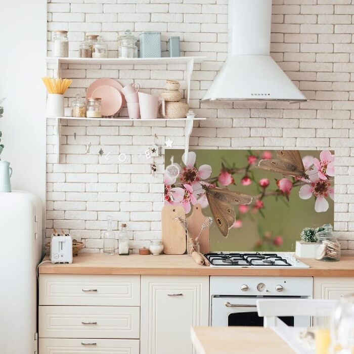 Дизайнерський кухонний фартух з алюмінієвого композиту, кухонний фартух, товщина 3 мм, 60x100 см, (квітуча вишня)