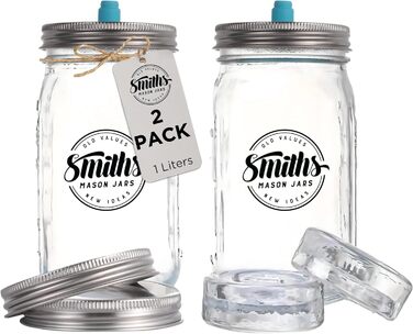 Скляні банки для консервації 2 шт 1 л Smiths Mason Jars