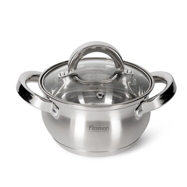 Кастрюля Fissman FELINA 14x8,5 см/1,3 л. со стеклянной крышкой нержавеющая сталь (5338)