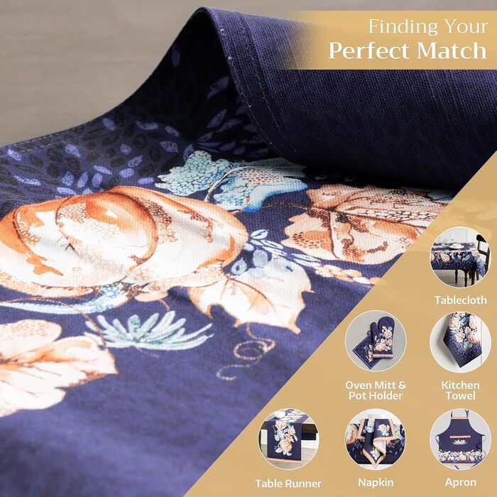 Бавовняні килимки, набір з 4 шт. , декоративні килимки, пасхальні килимки, що миються, для свят, вечерь, весни, літа (33 см x 48 см) (16 - Гарбузово-синіх), 39Hermine, 100