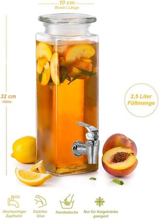 Скляний диспенсер для напоїв 2,5 л Mary's KITCHEN TOOLS