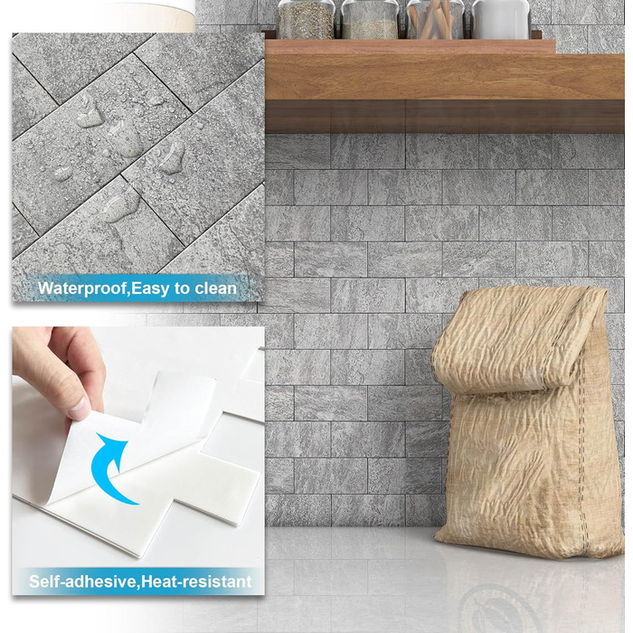 Самоклеящаяся настенная плитка для кухни водонепроницаемая 29,8 х 25,6 см 10 шт BeNice