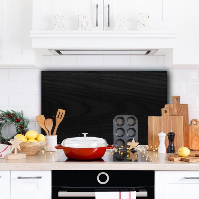 Дизайнерський кухонний бризкозахисний екран з алюмінієвого композиту, кухонний фартух, товщина 3 мм, 60x100 см, (під дерево чорного кольору)