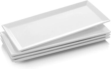 Набір з 4 прямокутних тарілок 36,8 x 15,2 см, білий Dowan