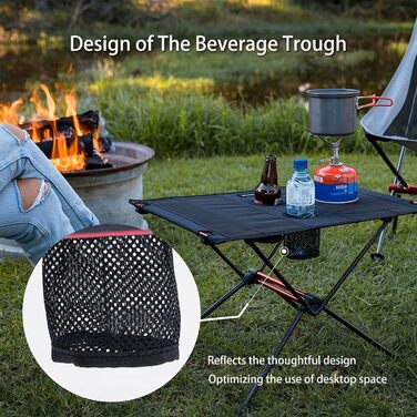 Ультралегкий складной стол для кемпинга черный Naturehike