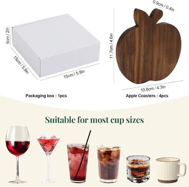 Набір підставок із натурального горіхового дерева 4 шт Generisch