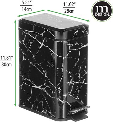 Відро для сміття 5 л з металевою кришкою, чорне mDesign