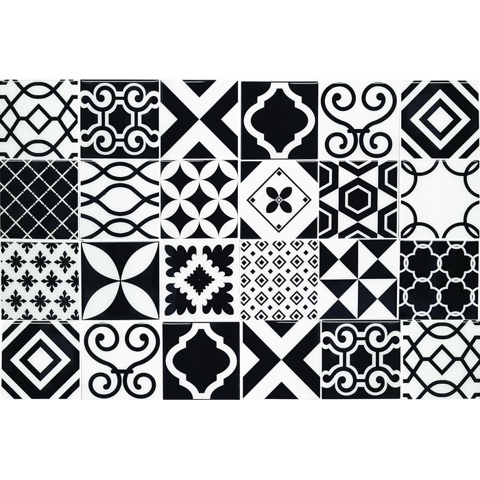 Алюмінієвий кухонний фартух, виготовлений в Італії, захищає плиту та стіну, миється та легко встановлюється, металевий фартух, 48 x 72 см (48x72, чорно-білий азулежу)