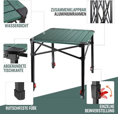 Алюминиевый раскладной стол для кемпинга 52 х 52 х 65 см VILLEY