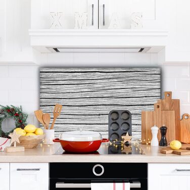 Дизайнерський кухонний бризкозахисний екран з алюмінієвого композиту, кухонний фартух, товщина 3 мм, 60x100 см, (сірий дерев&39яний брус)