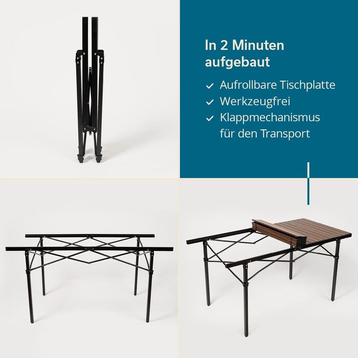 Алюминиевый раскладной стол 140 x 70 x 70 см Skandika