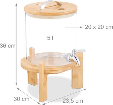 Стильний скляний диспенсер для напоїв 5 л Relaxdays