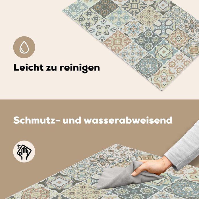 Фартух для плити, кухонний фартух, вініл, 78x52 см, декор для кухні, облицювання стіни, кришка плити - сіро-чорна (зразок - плитка, 51,5Д x 83Ш см)