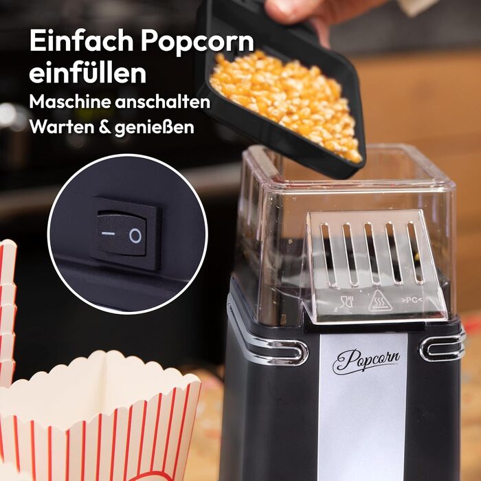Машина для попкорну в ретро дизайні, чорний Gadgy