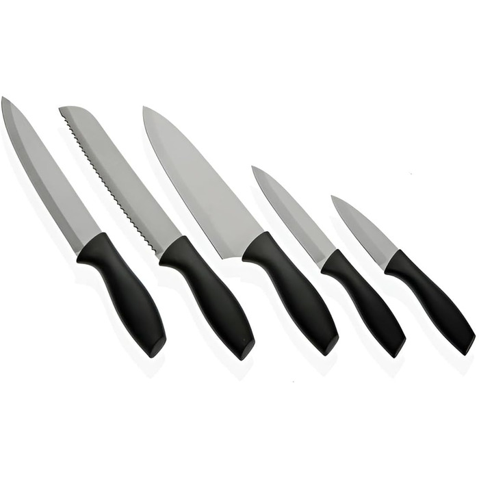Набор кухонных ножей острых, с подставкой, черный 5-предметный набор ножей для кухни с блоком для хранения Рукоятки из пластика