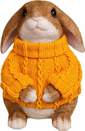 Декоративні фігурки кроликів у помаранчевому светрі colourliving
