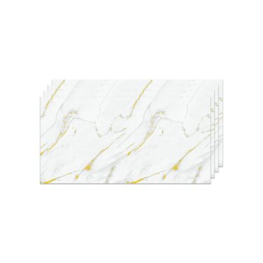 Стінові панелі IZODEKOR під мармур 60x120 см Фартух для кухні ПВХ-облицювання стін для кухні, ванної кімнати Бризкозахисний екран для кухні Водонепроникний та термостійкий (4 панелі, Golden Harmony)