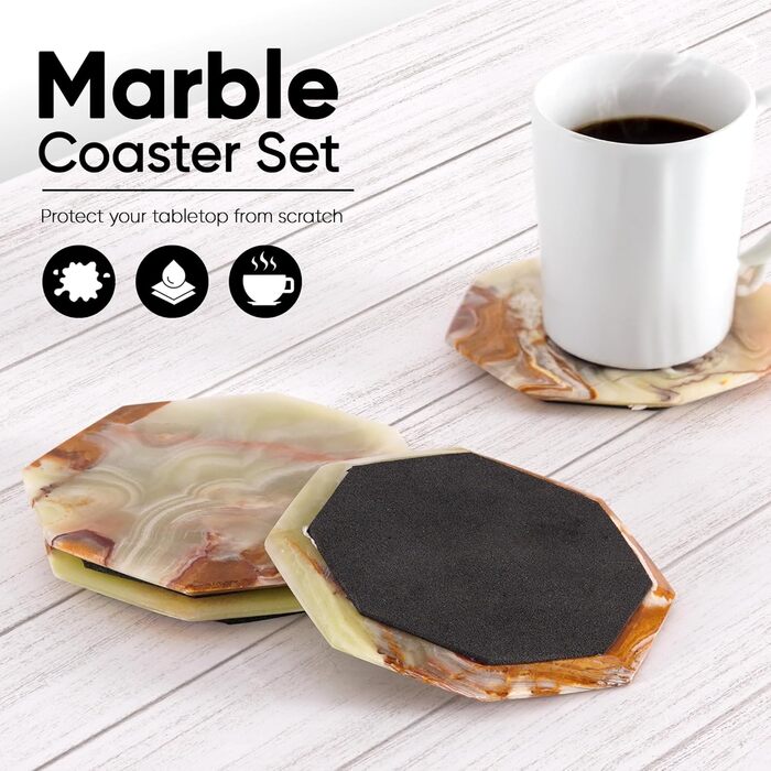 Елегантні мармурові підставки під склянки 6 шт MARBLE RANGE