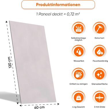 Стінові панелі IZODEKOR під мармур 60x120 см Панель для кухонного фартуха ПВХ-облицювання стін для кухні, ванної кімнати Бризкозахисний екран для кухні Водонепроникний та термостійкий (4 панелі, колір лебединий білий)