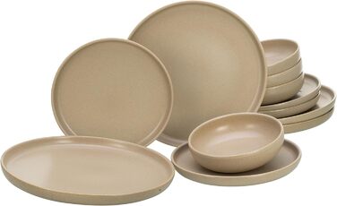 Набір посуду серії Uno з 16 предметів, комбінований набір з кераміки (пісок, посуд з 12 предметів), 22978